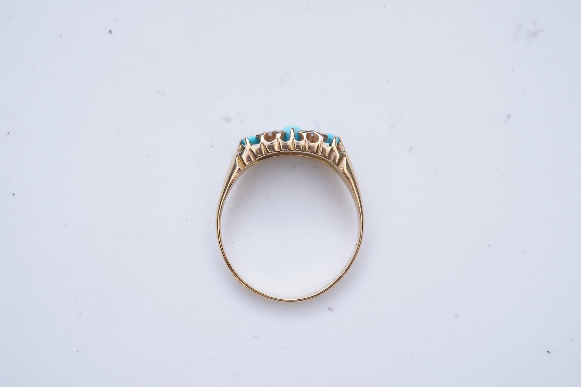 A turquoise and diamond ring, late 19th/early 20th century